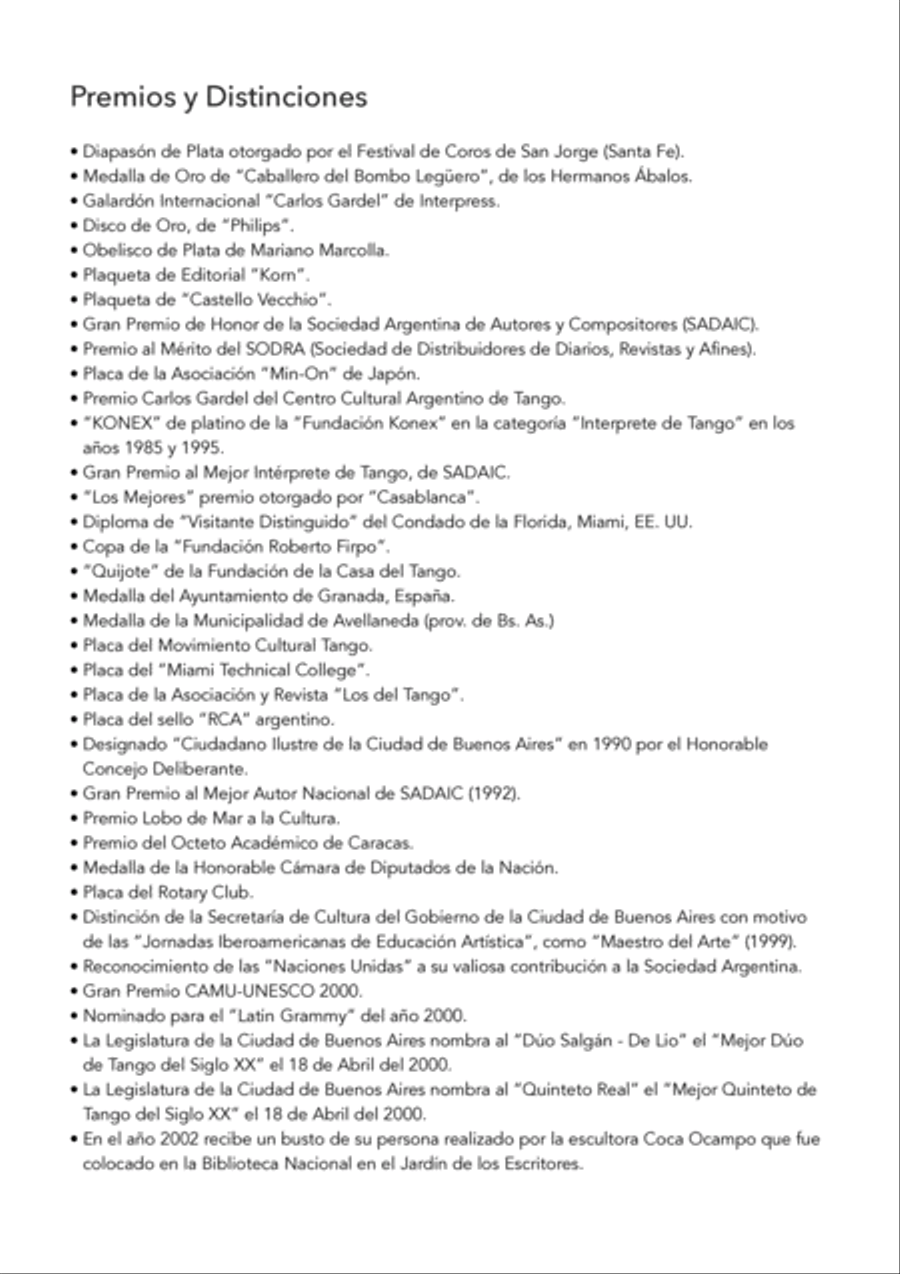 Horacio Salgán - Álbum de Partituras de sus Mejores Temas Piano, Vocal, Guitar scores gallery preview page 3