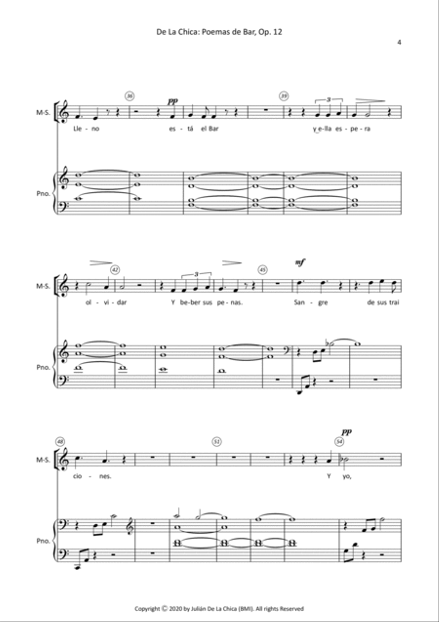 De La Chica: Poemas de bar, Op. 12 Voice scores gallery preview page 6