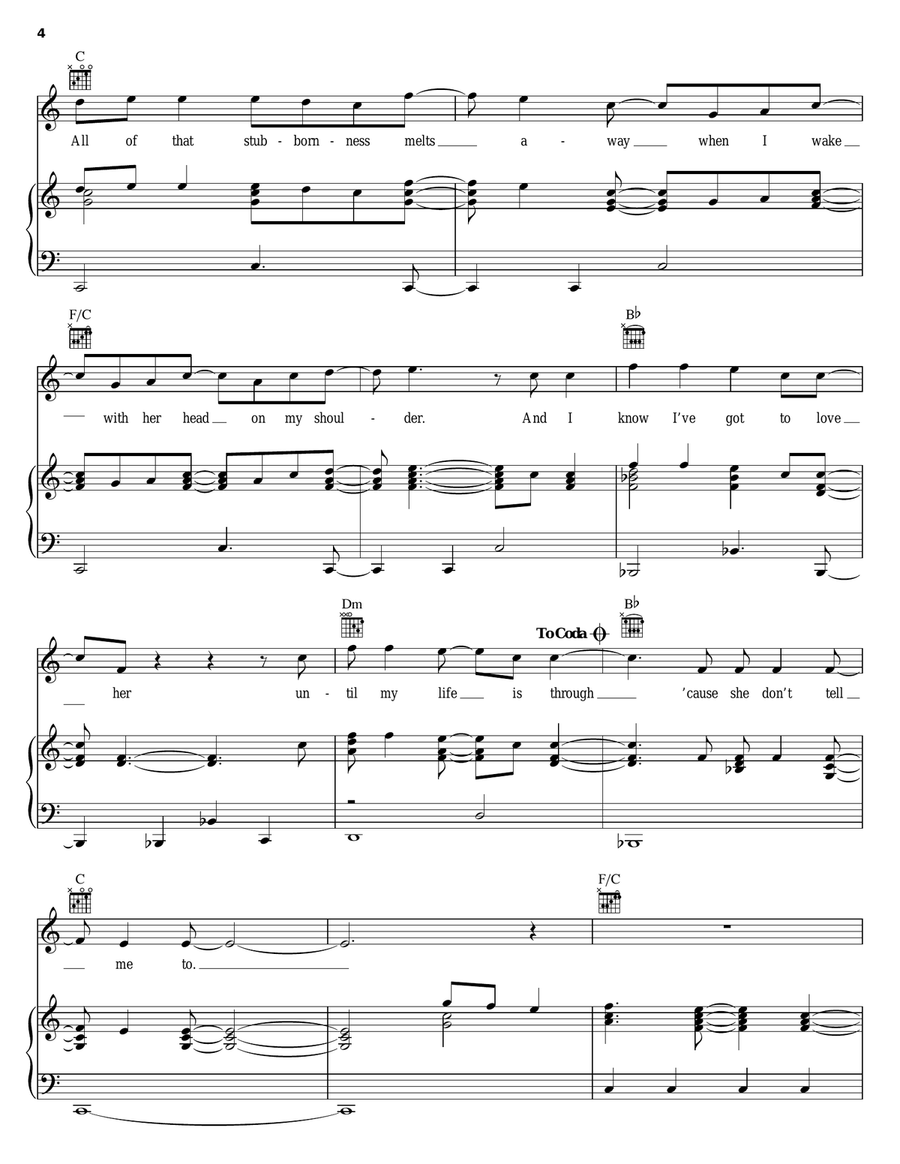 She Don't Tell Me To Piano, Vocal, Guitar scores gallery preview page 4