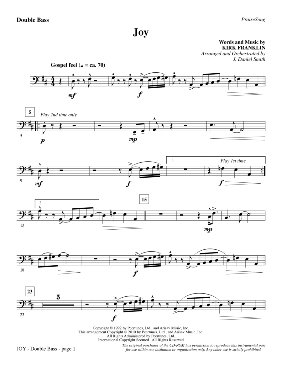 Joy - Double Bass Joy - Double Bass Choir scores gallery preview page 1
