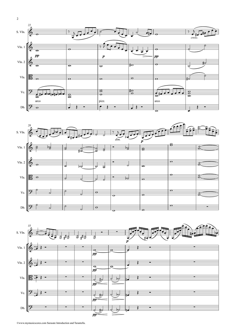 Sarasate Introduction and Tarantella for Violin and String Orchestra String Orchestra scores gallery preview page 3