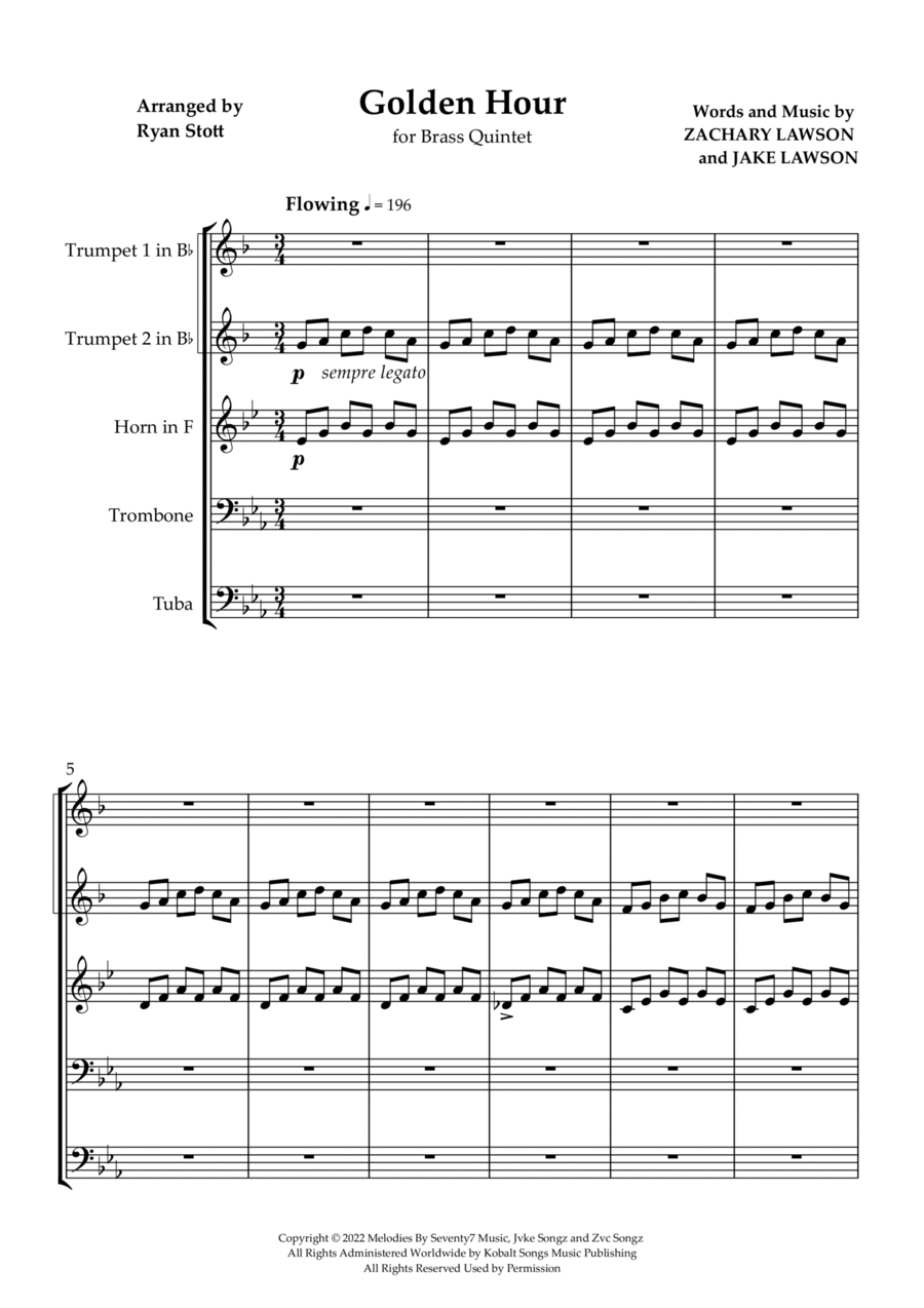Golden Hour Brass Quintet scores gallery preview page 1