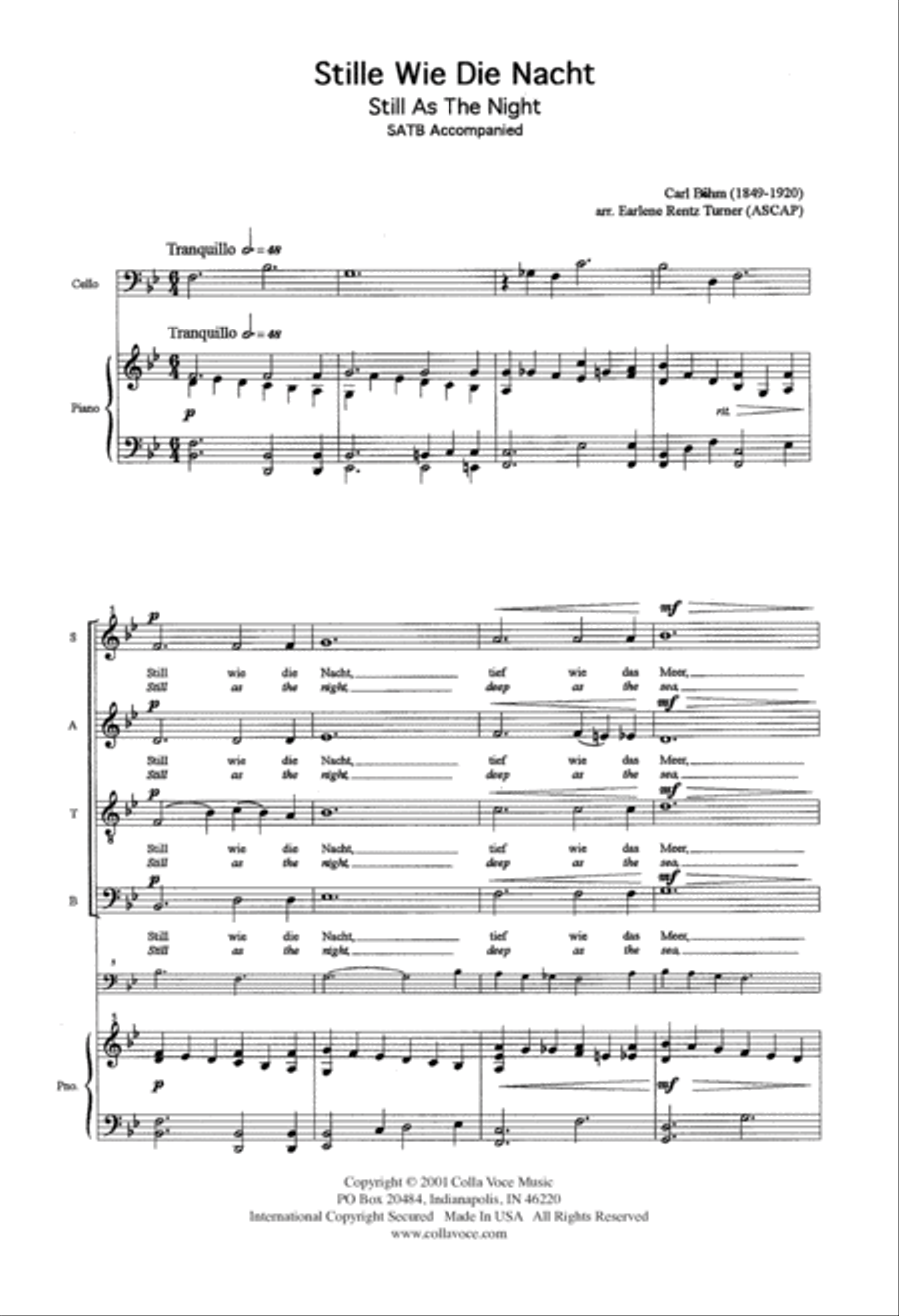 Stille Wie Die Nacht 4-Part scores gallery preview page 2