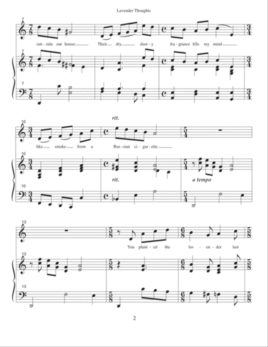 Lavender Thoughts (D Dorian) Medium Voice scores gallery preview page 2