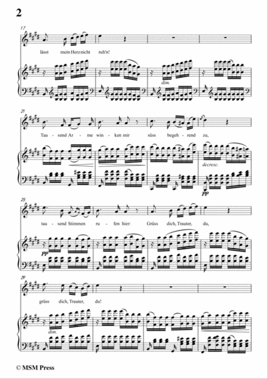 Schubert-Im Freien,in E Major,Op.80 No.3,for Voice and Piano Voice Solo scores gallery preview page 4