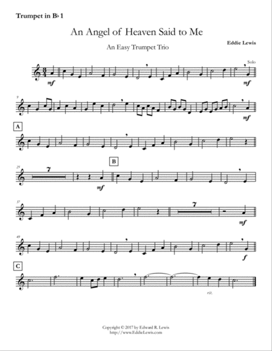 An Angel from Heaven Said to Me - Easy Trumpet Trio - Eddie Lewis Trumpet Trio scores gallery preview page 2
