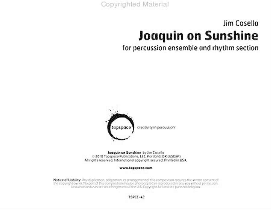 Joaquin on Sunshine Joaquin on Sunshine Percussion Ensemble scores gallery preview page 2