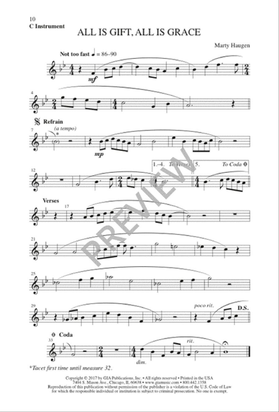 All Is Gift, All Is Grace 3-Part scores gallery preview page 10