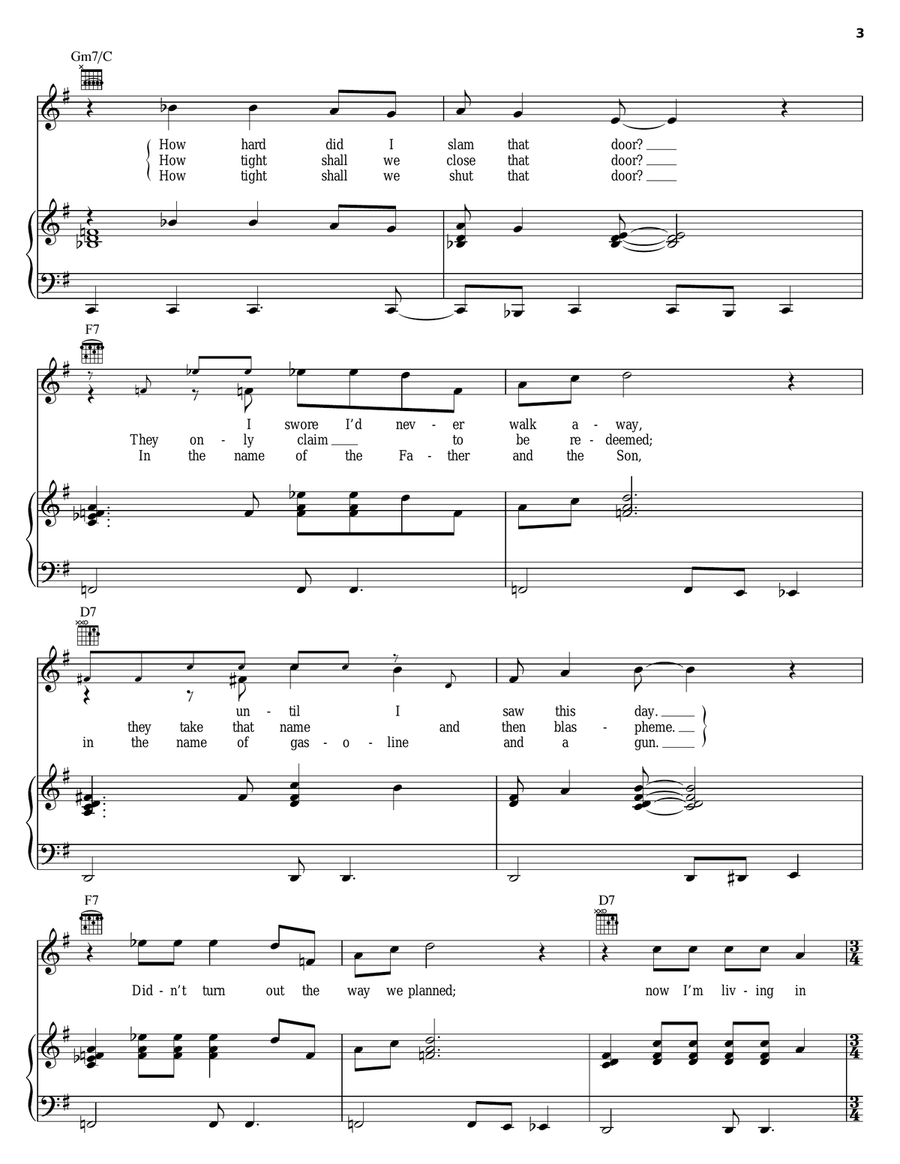 Broken Promise Land Piano, Vocal, Guitar scores gallery preview page 3
