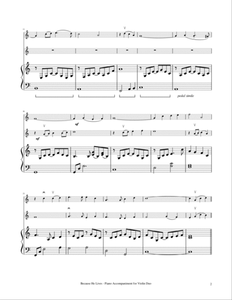Because He Lives String Duet scores gallery preview page 3