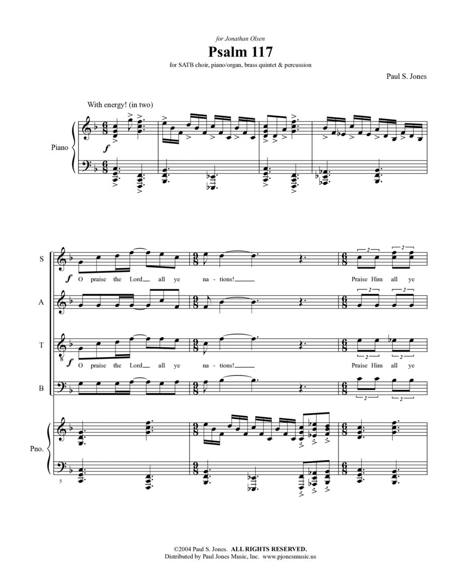 Psalm 117 - O Praise the Lord, All Ye Nations 4-Part scores gallery preview page 1