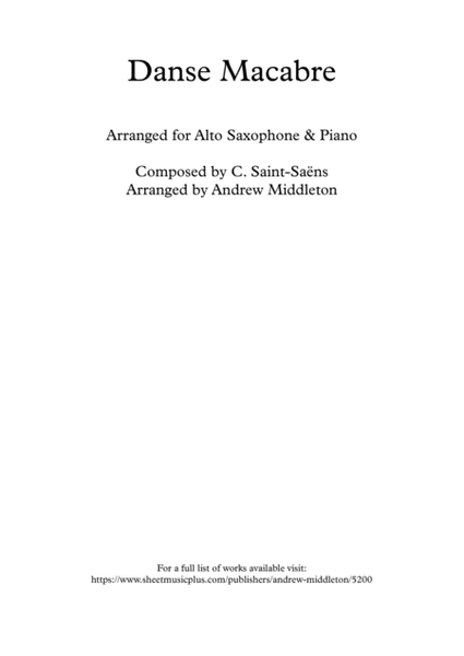 Danse Macabre arranged for Alto Saxophone & Piano image number null