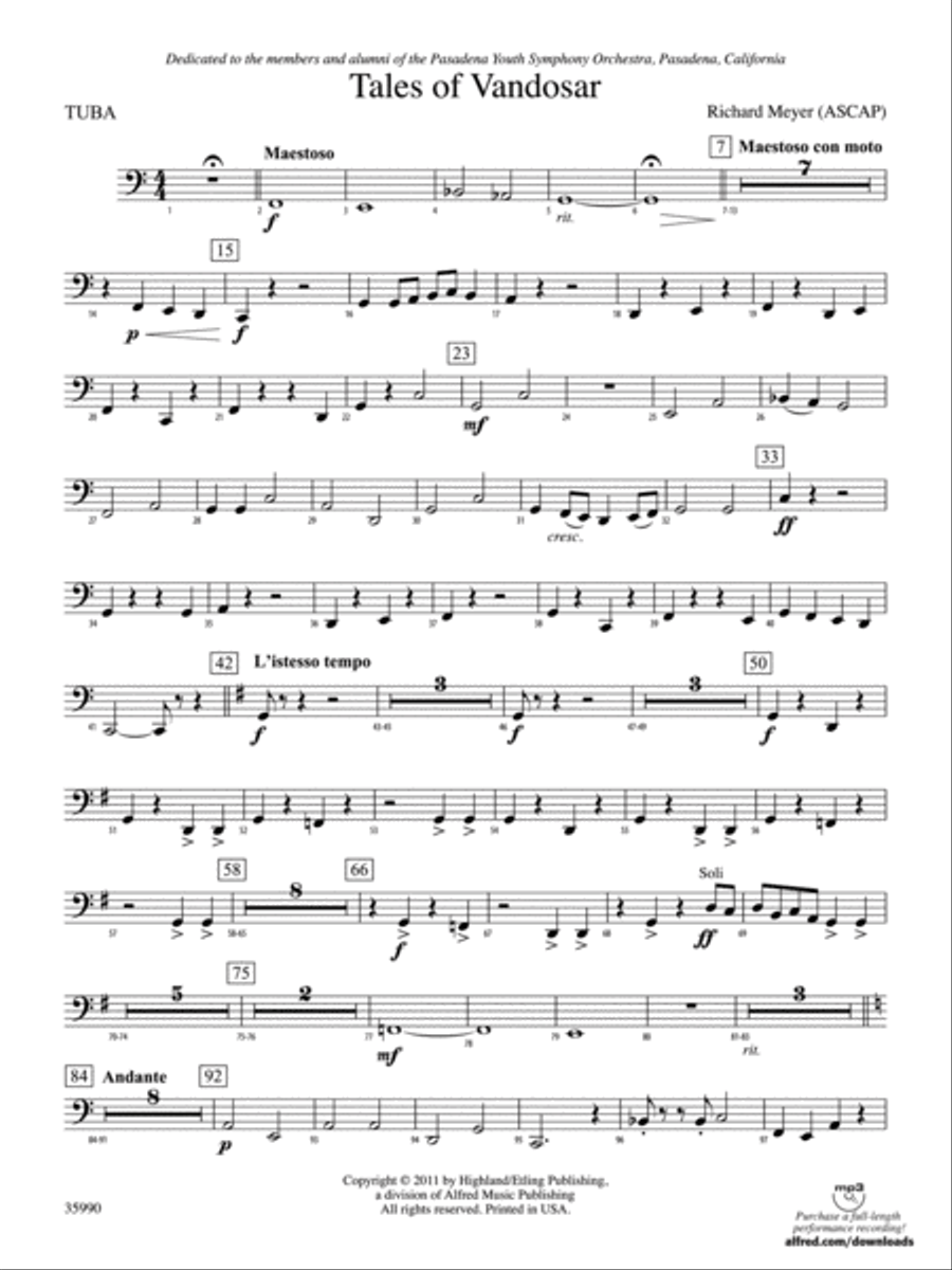 Tales of Vandosar: Tuba Tales of Vandosar: Tuba Full Orchestra scores gallery preview page 1