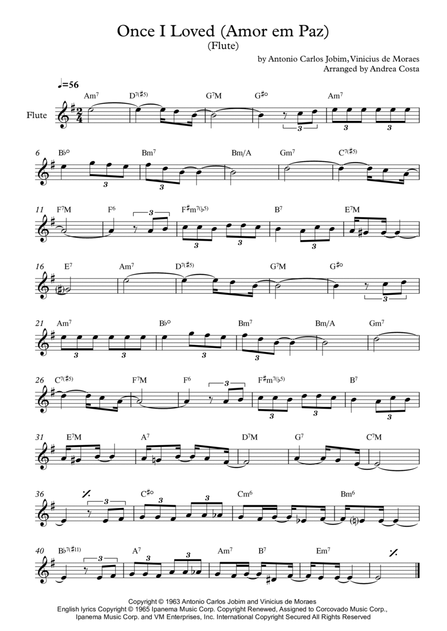 Once I Loved (amor Em Paz) (love In Peace) Flute Solo scores gallery preview page 1