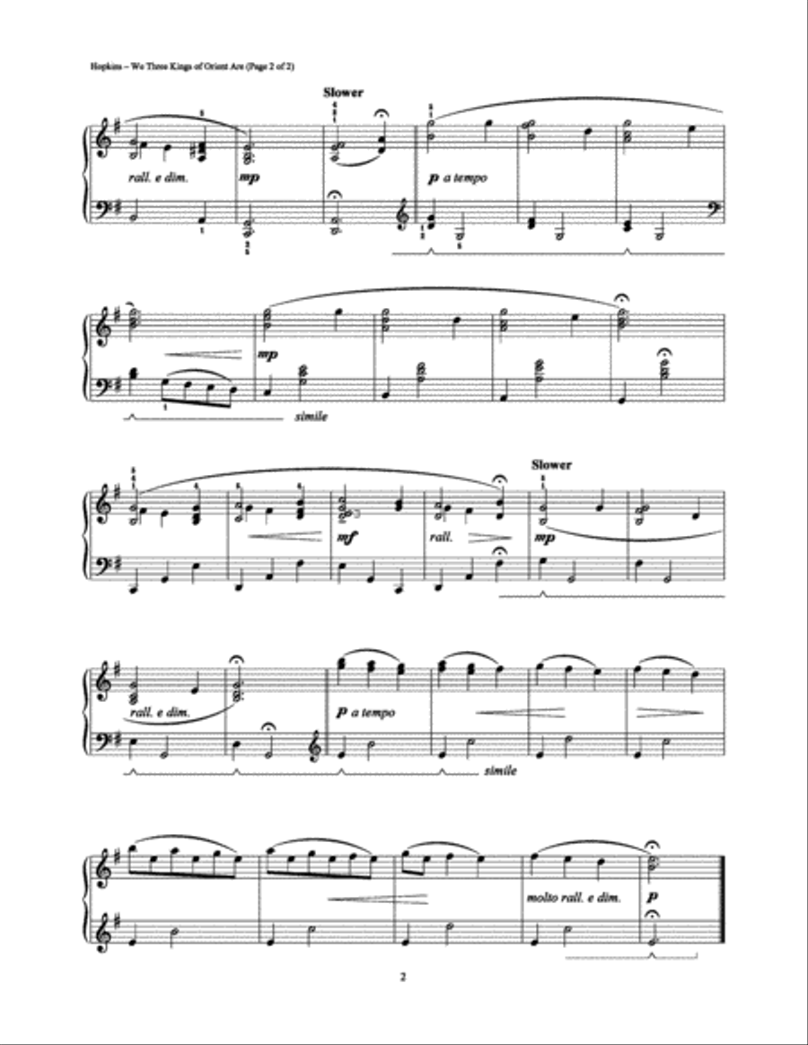 We Three Kings of Orient Are Piano Solo scores gallery preview page 2