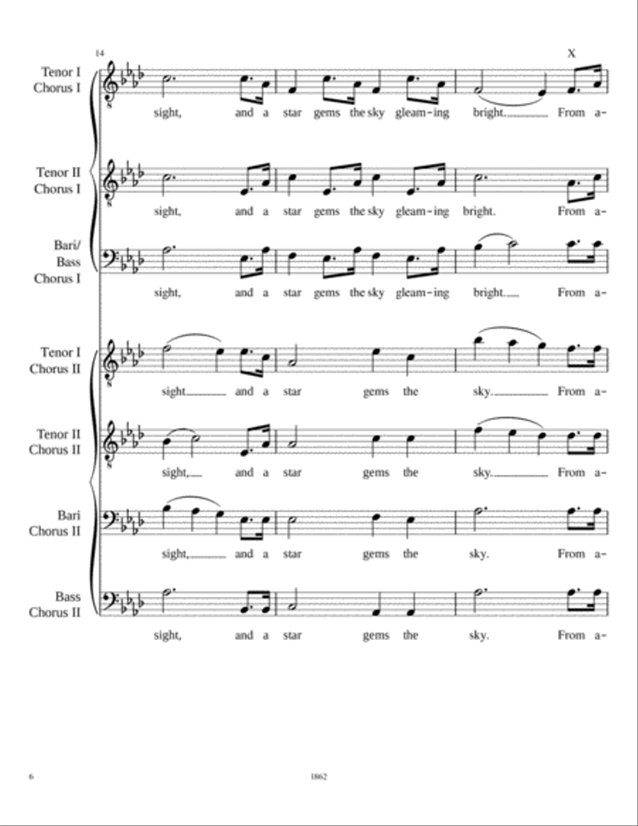Silver Echo Taps (for double men's chorus) TTBB scores gallery preview page 6