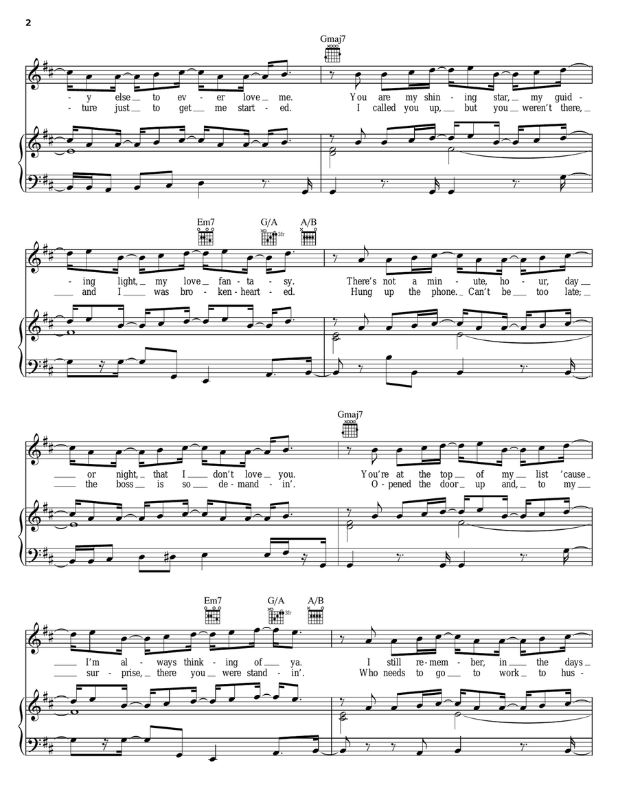 Never Too Much Never Too Much Piano, Vocal, Guitar scores gallery preview page 2