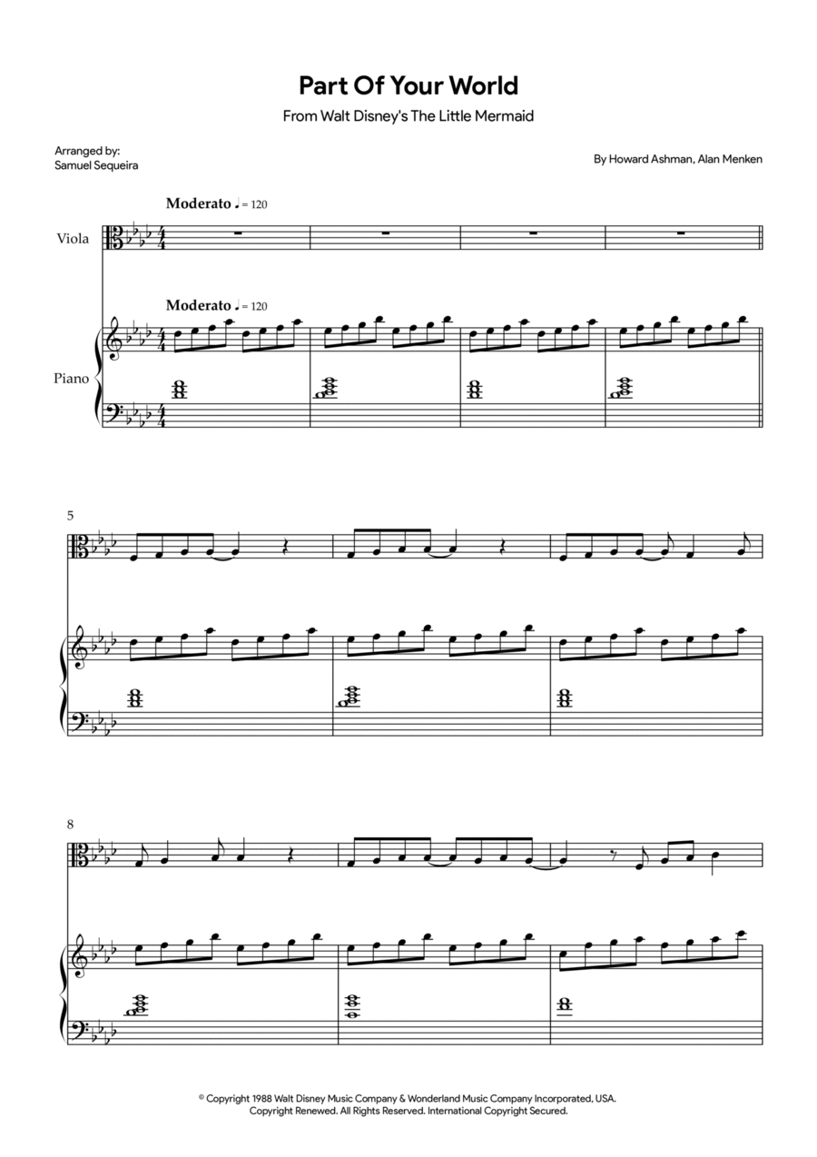 Part Of Your World (reprise) Viola scores gallery preview page 1