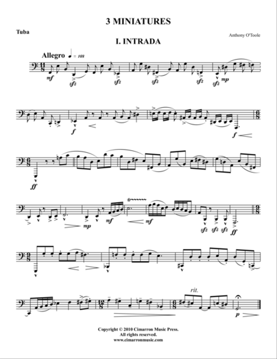 Three Miniatures Three Miniatures Tuba scores gallery preview page 1