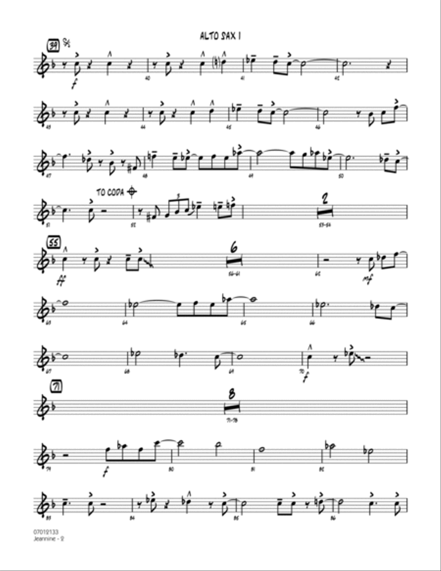 Jeannine - Alto Sax 1 Jazz Ensemble scores gallery preview page 2