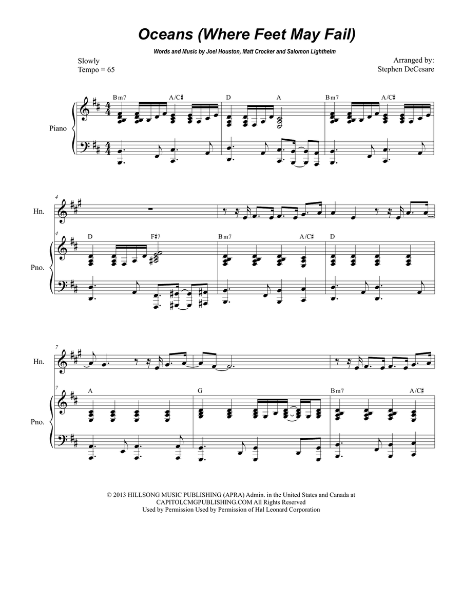 Oceans (Where Feet May Fail) Brass Duet scores gallery preview page 1