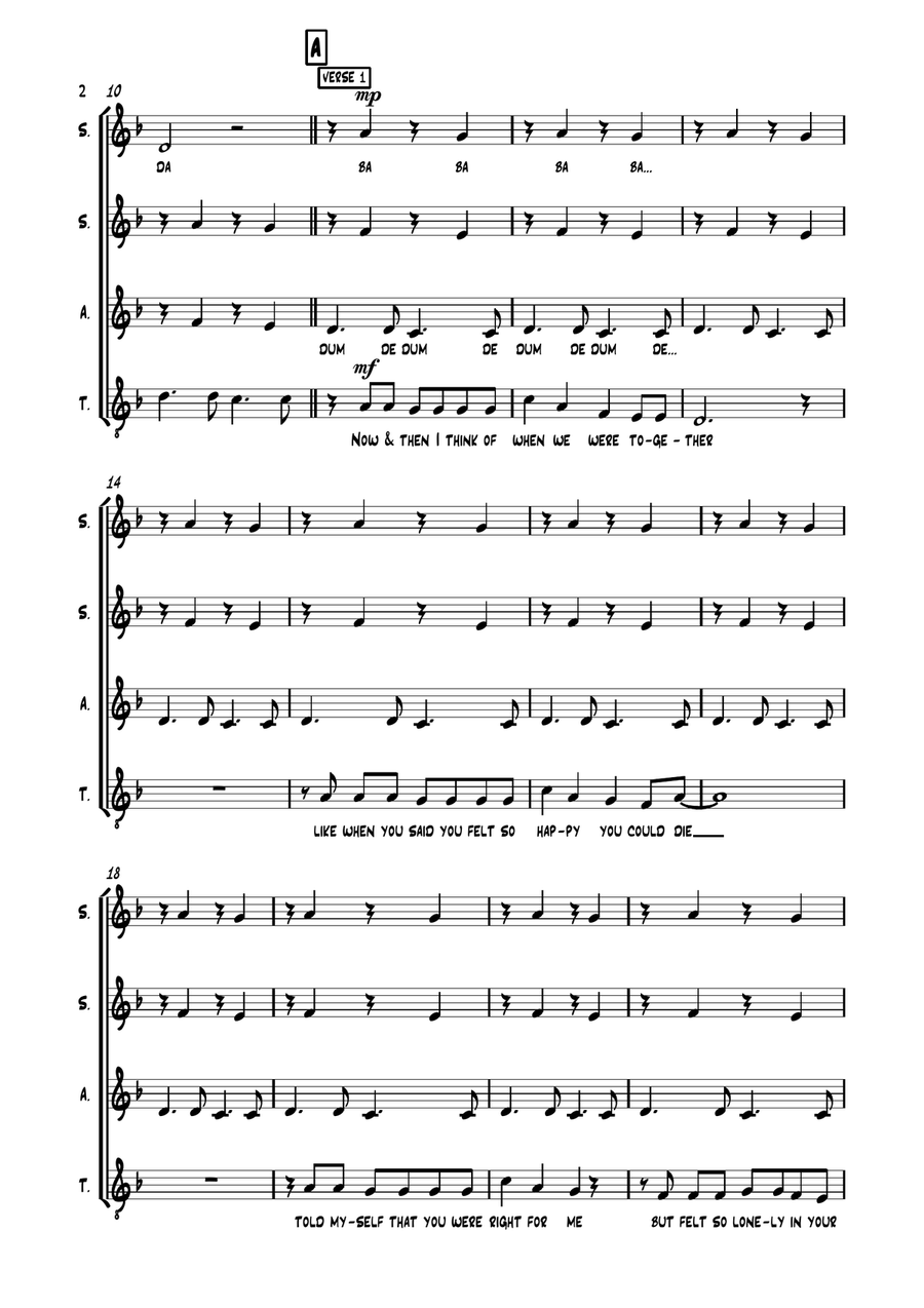 Somebody That I Used To Know SSAA scores gallery preview page 3