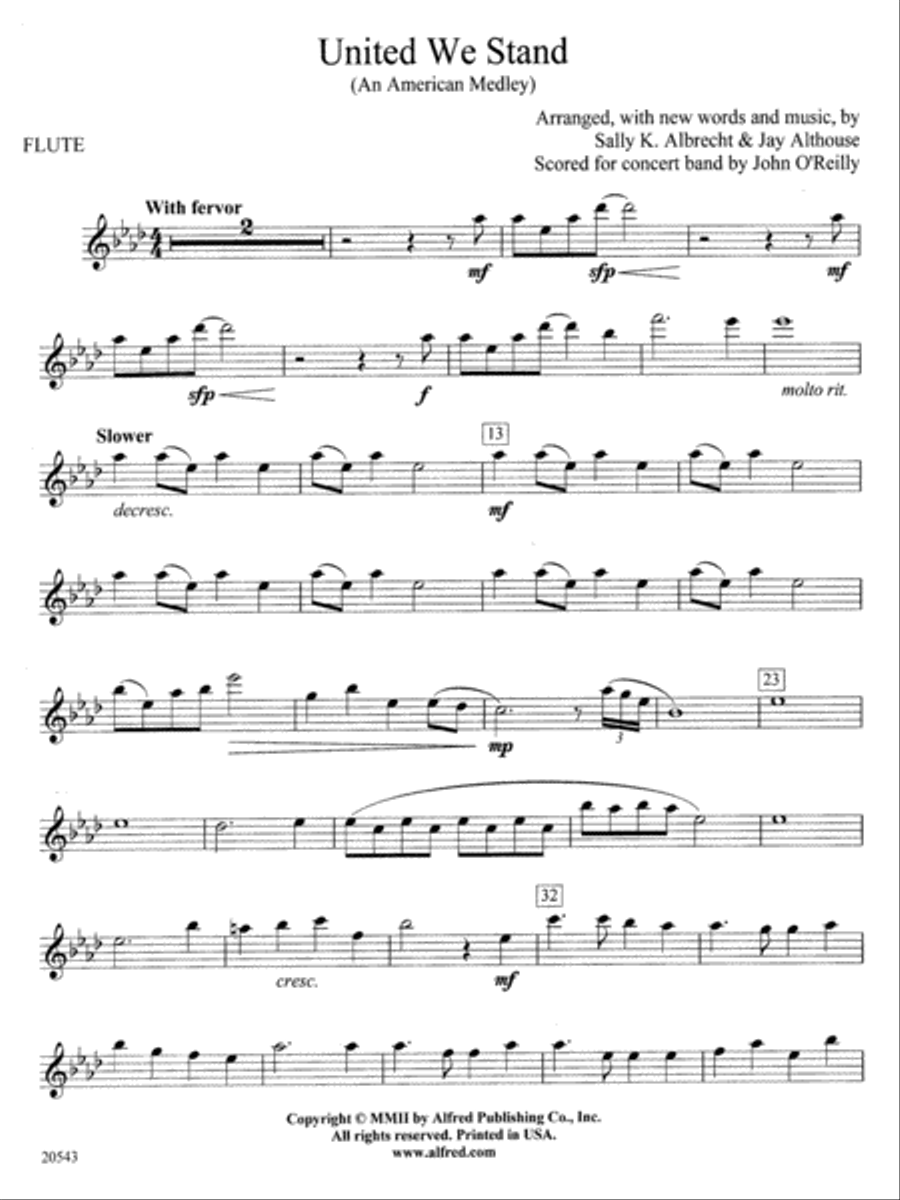 United We Stand (An American Medley): Flute Concert Band scores gallery preview page 1