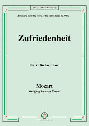 Book cover for Mozart-Zufriedenheit,for Violin and Piano