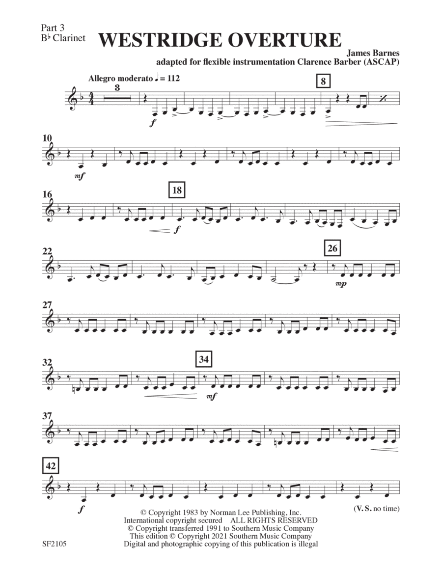 Westridge Overture - Clarinet 3