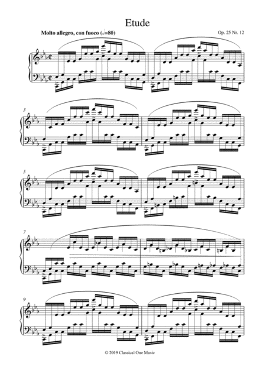 Chopin - Etude Op. 25, No. 12 in C minor for piano solo Piano Method scores gallery preview page 2