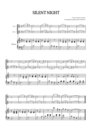Silent Night for oboe duet with piano accompaniment • easy Christmas song sheet music
