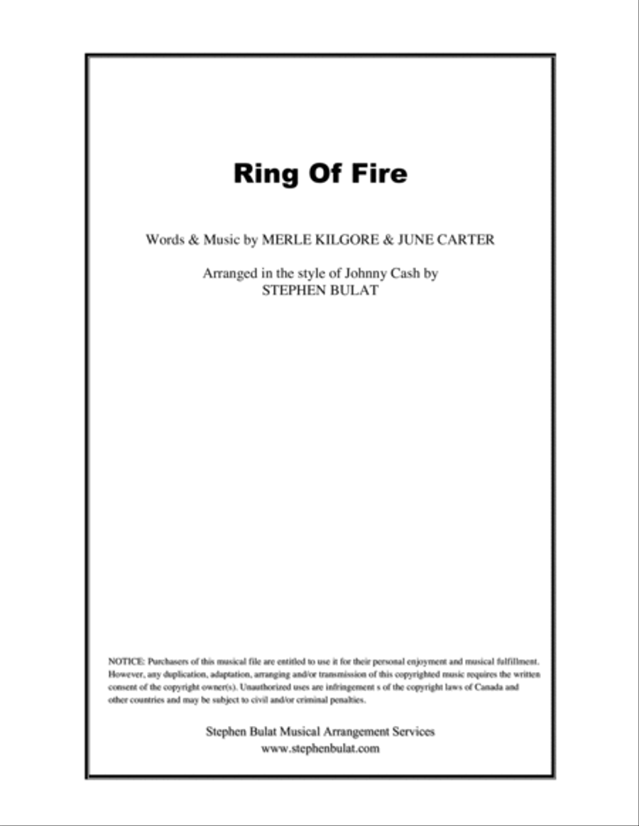Ring Of Fire Piano, Vocal, Guitar scores gallery preview page 1