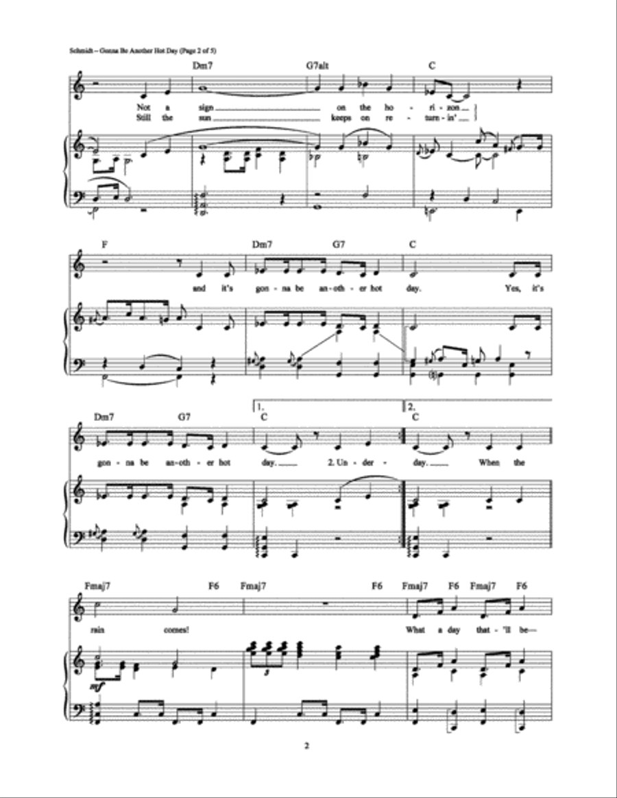Gonna Be Another Hot Day Piano, Vocal, Guitar scores gallery preview page 2