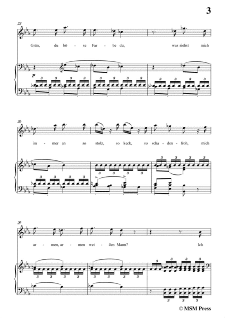 Schubert-Die böse Farbe,from 'Die Schöne Müllerin',Op.25 No.17,in E flat Major,for Voice&Piano Voice scores gallery preview page 5