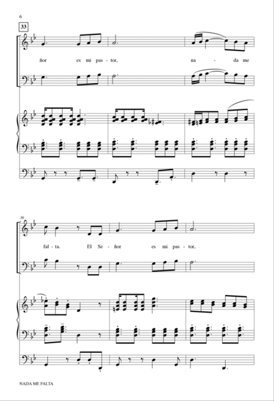 Nada me falta: Psalm 23 4-Part scores gallery preview page 6