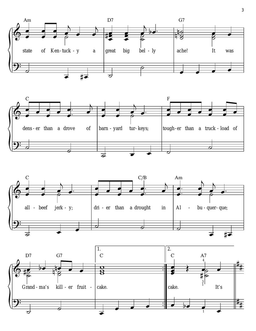 Grandma's Killer Fruitcake Easy Piano scores gallery preview page 3