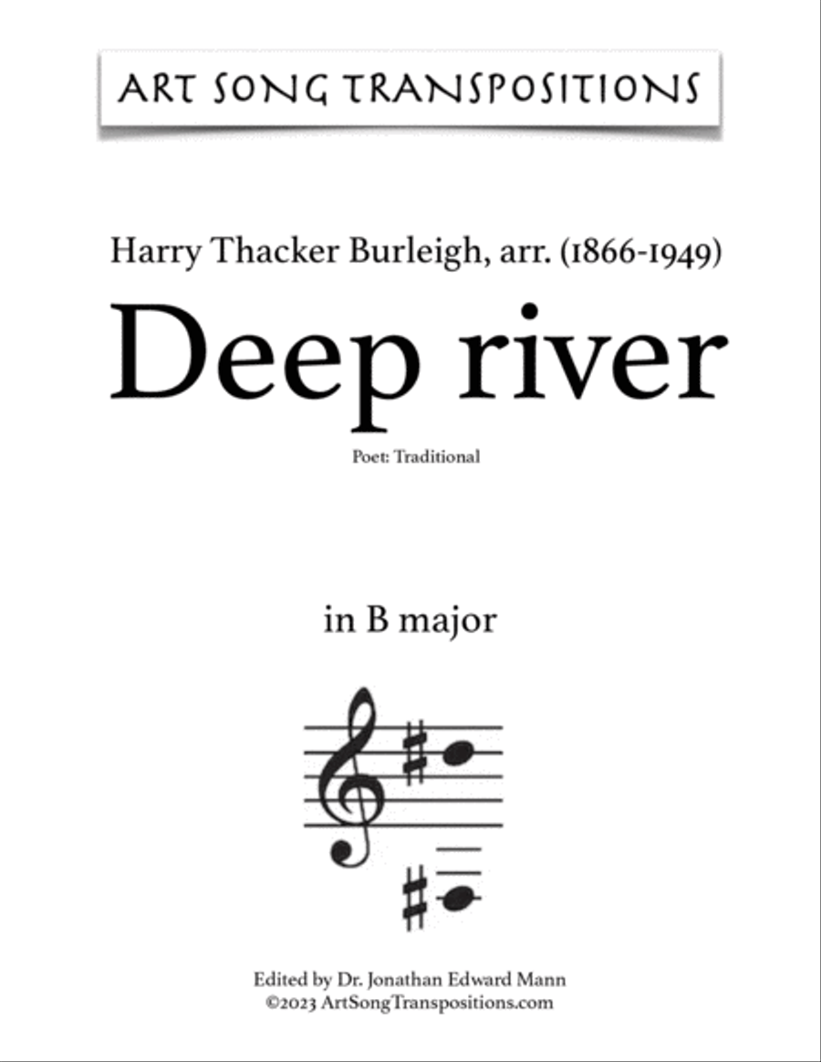 BURLEIGH: Deep river (transposed to C major, B major, and B-flat major) Voice scores gallery preview page 5