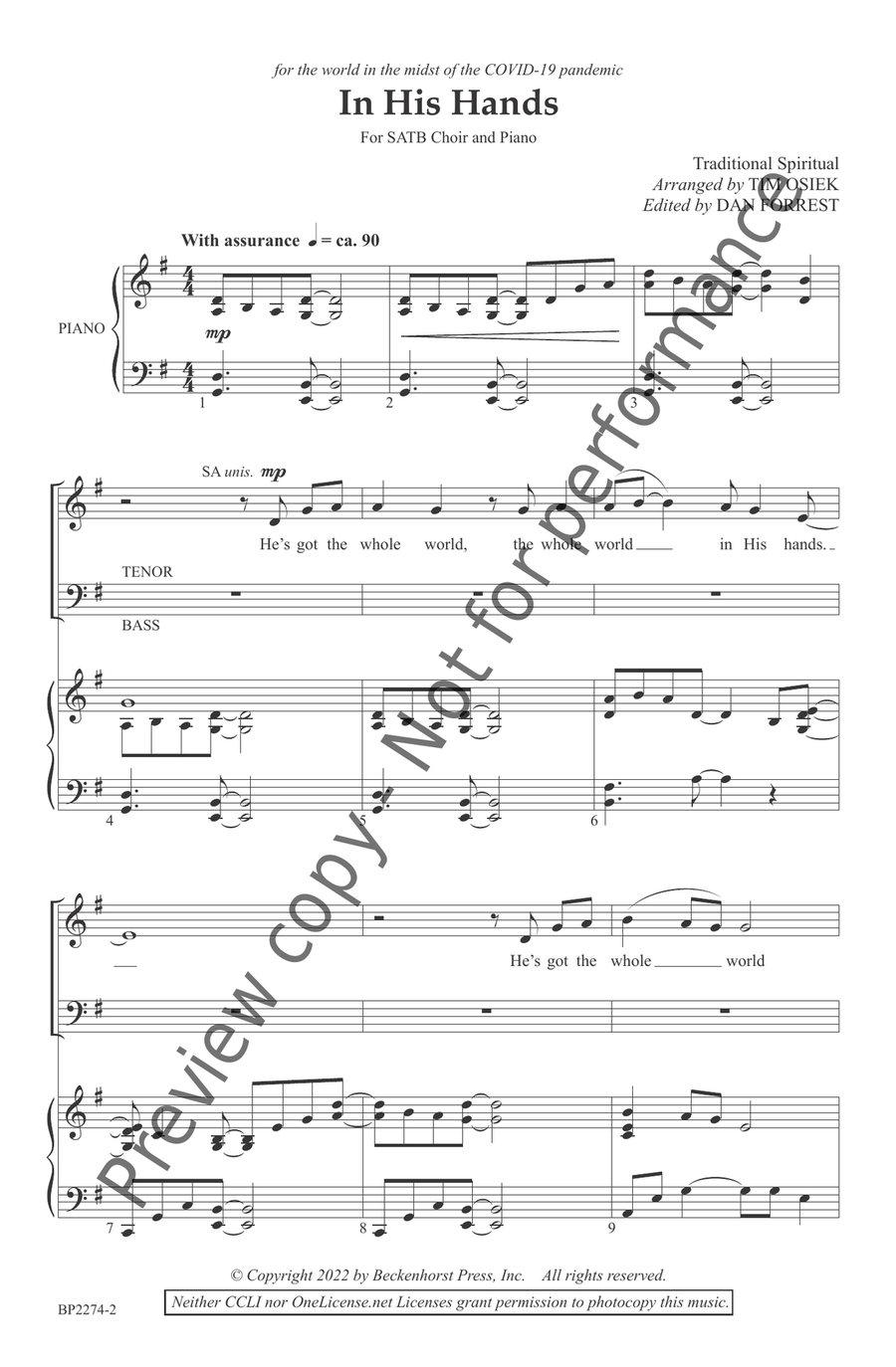 In His Hands In His Hands 4-Part scores gallery preview page 3
