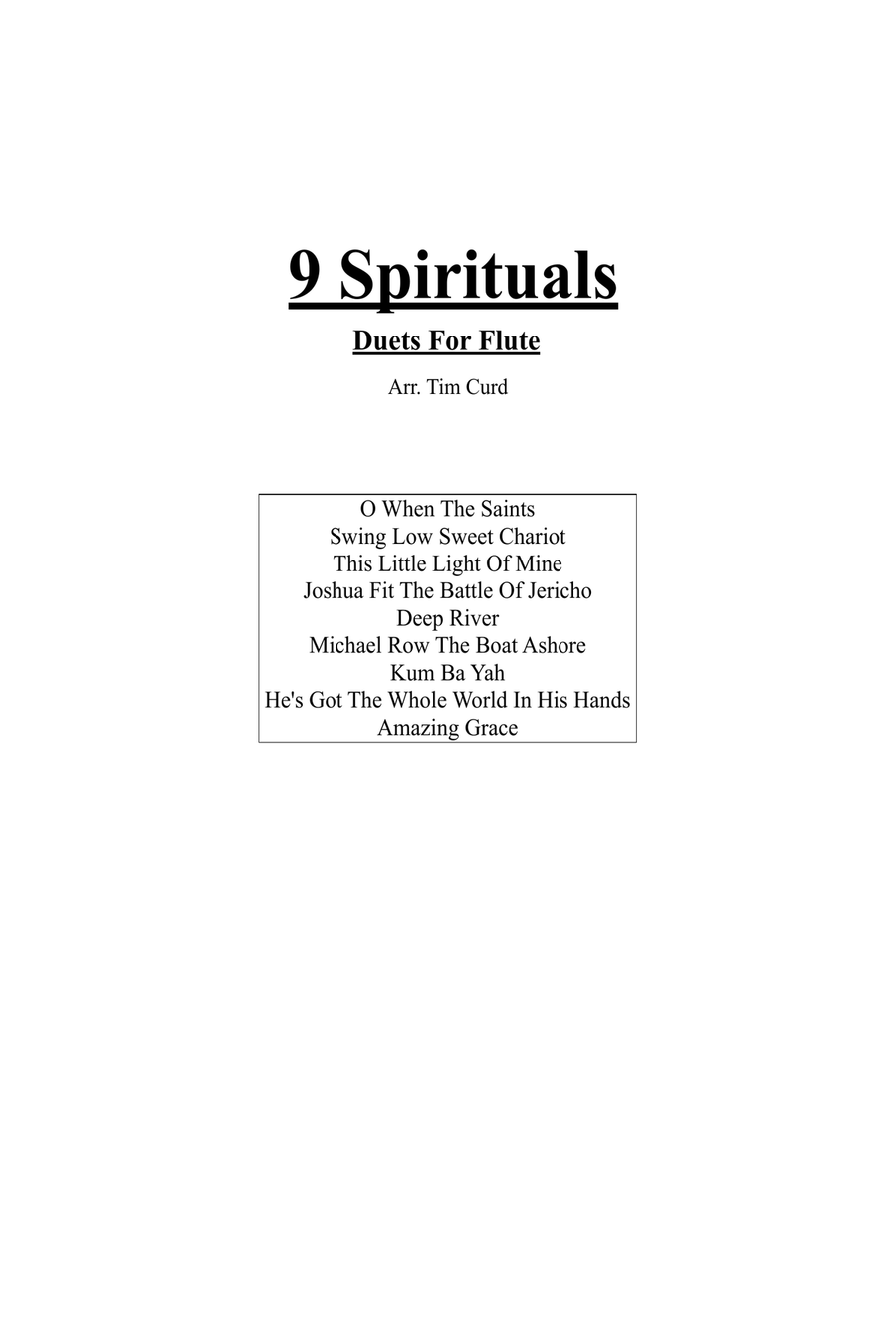 9 Spirituals, Duets For Flute Flute Duet scores gallery preview page 1