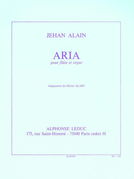 Aria, Adaption For Flute And Organ By Olivier Alain