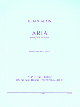 Aria, Adaption For Flute And Organ By Olivier Alain