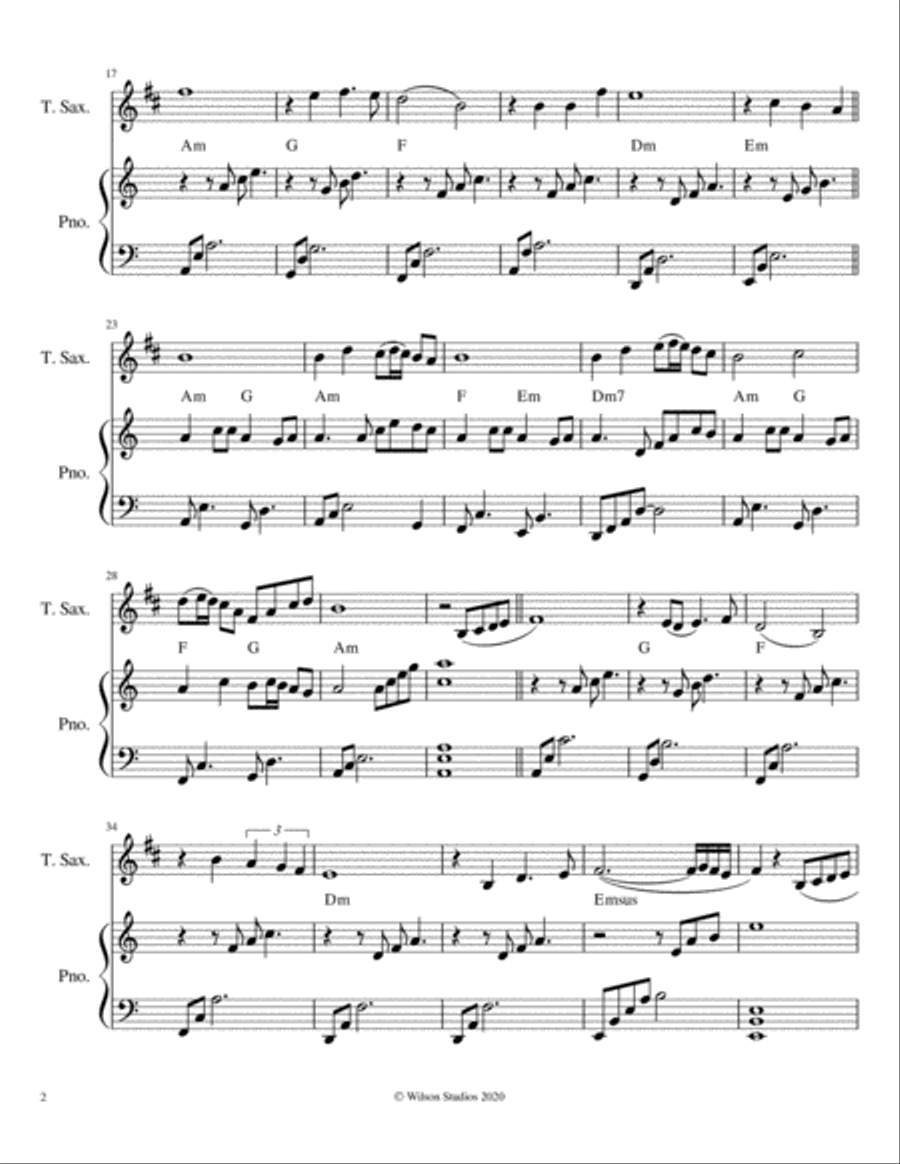 Wayfaring Stranger Tenor Saxophone scores gallery preview page 2