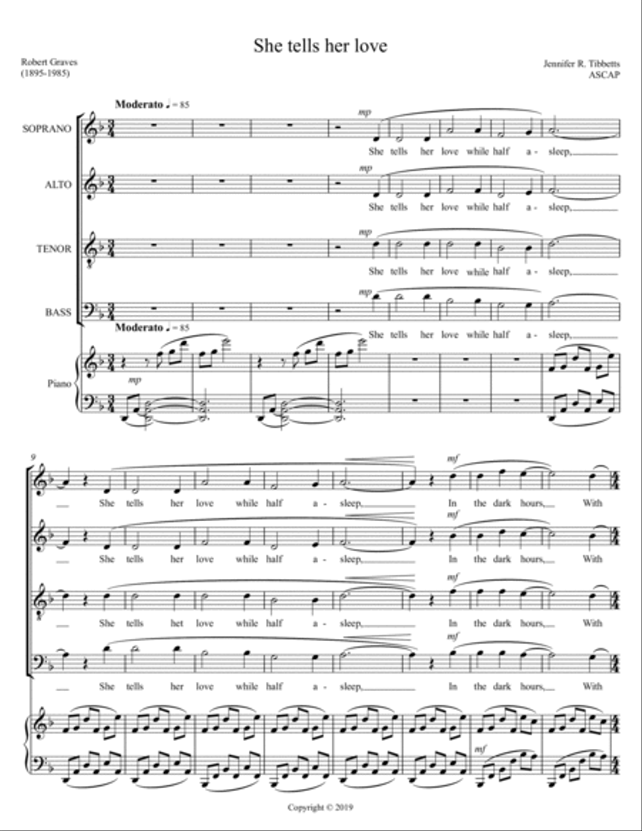 She tells her love She tells her love 4-Part scores gallery preview page 2