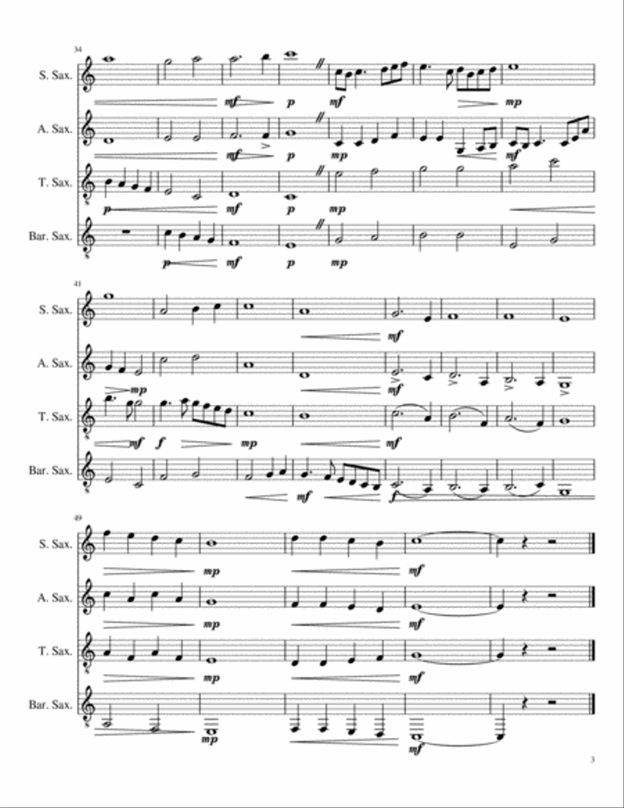 Chorale for Saxophone Quartet Saxophone Quartet scores gallery preview page 3