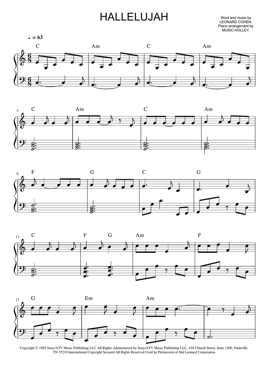 Hallelujah Voice scores gallery preview page 1