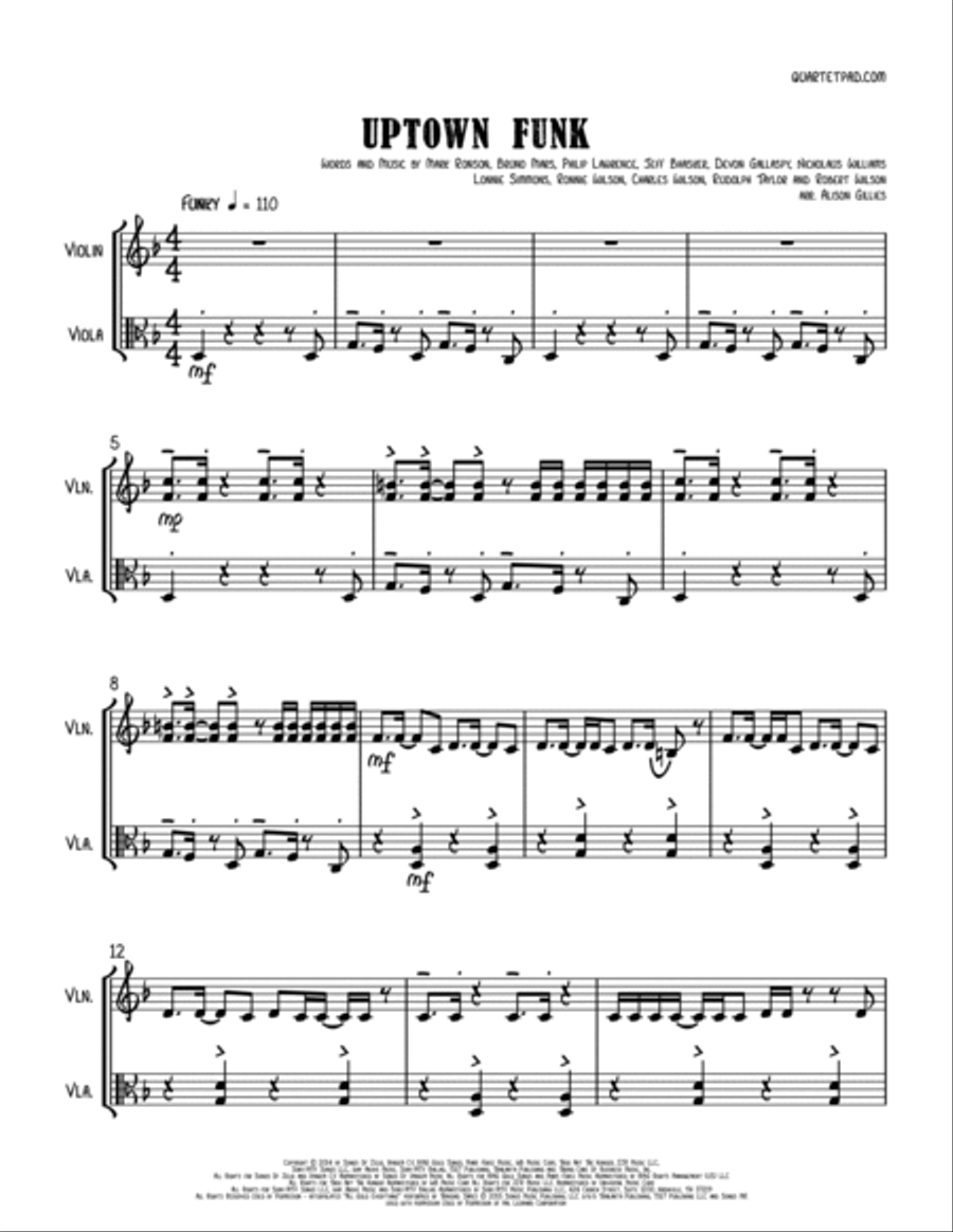 Uptown Funk String Duet scores gallery preview page 2