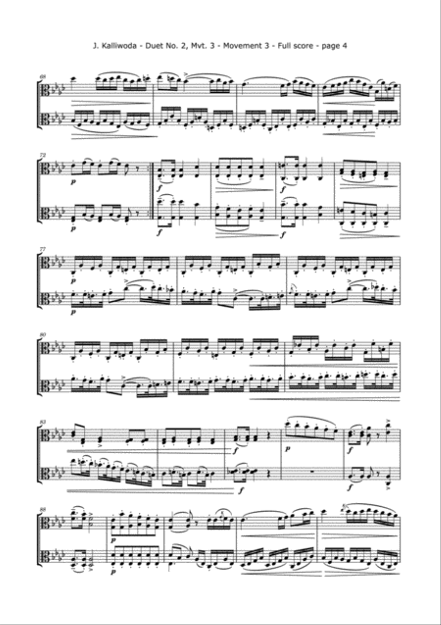 Kalliwoda, J. - Duet No.2, Mvt. 3, Op. 70 for Two Violas String Duet scores gallery preview page 4