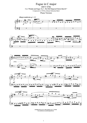 Bach - Fugue in C major BWV 870b - Piano version