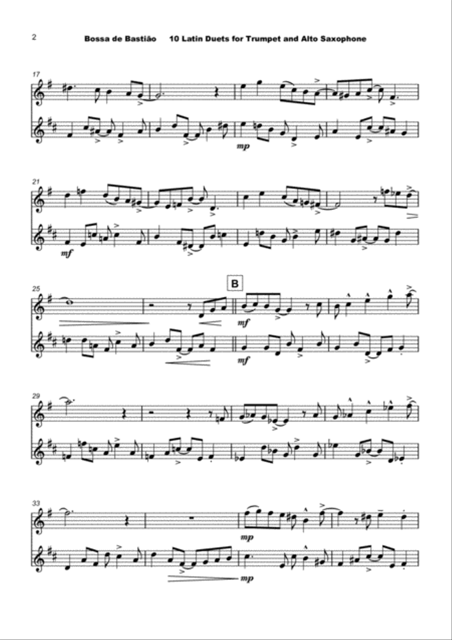 10 Latin Duets, for Trumpet and Alto Saxophone Alto Saxophone scores gallery preview page 4