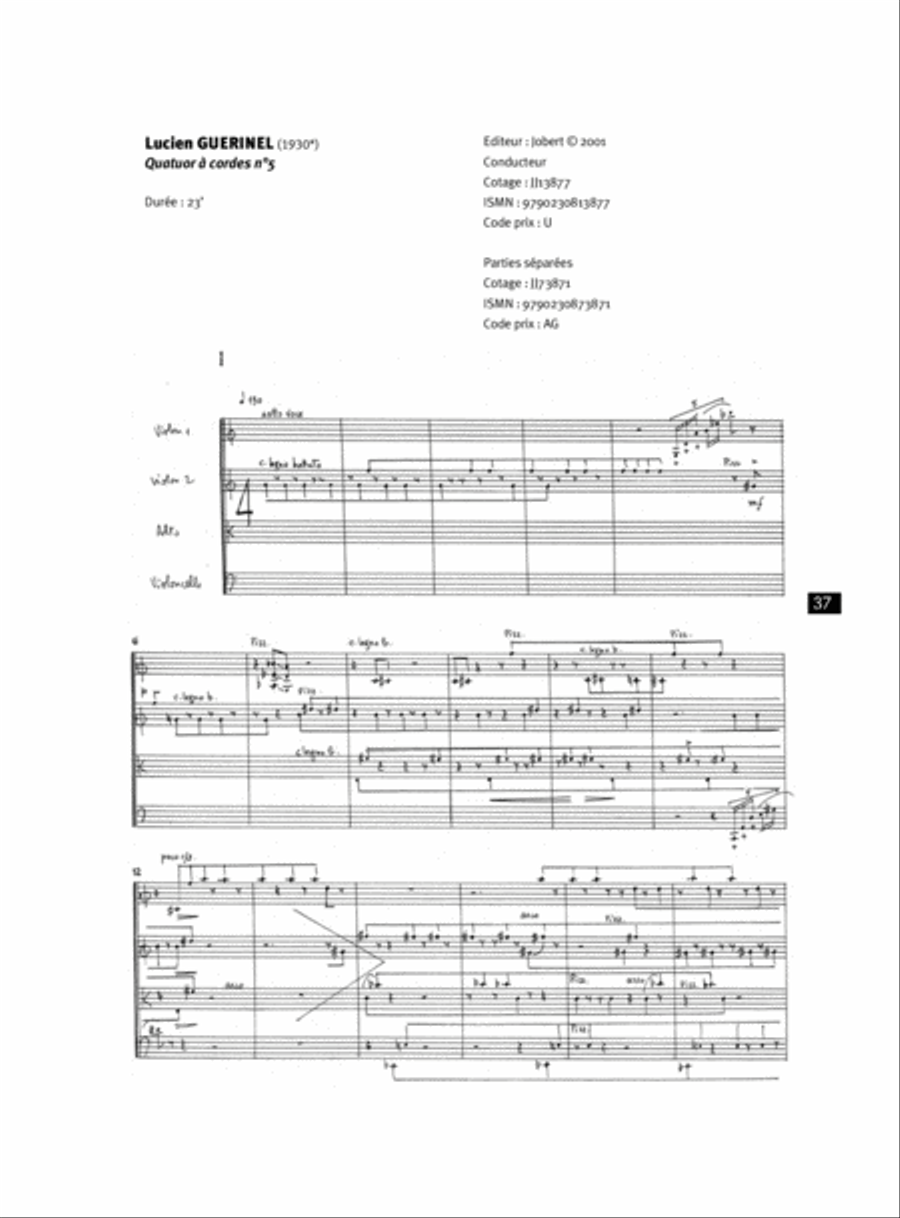 Quatuor a cordes No. 5 String Quartet scores gallery preview page 2